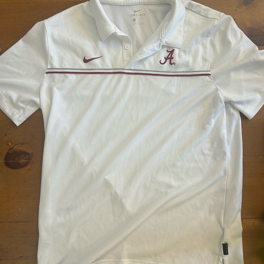 Nike Men's White Polo Shirt with Alabama Logo
